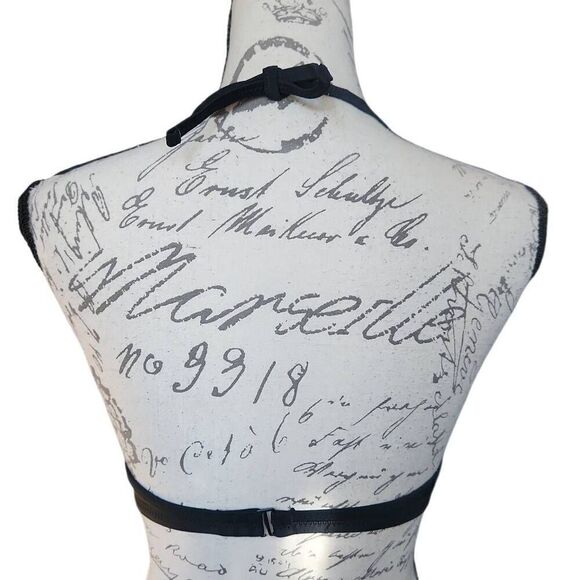 Aerie Women's Size 32C Black Twist Front Pushup Underwire Halter Bikini Top - Picture 3 of 7